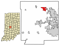 Location of Pittsboro in Hendricks County, Indiana.