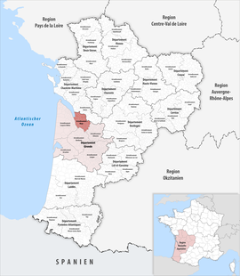 Location within the region Nouvelle-Aquitaine