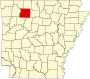 Harta statului Arkansas indicând comitatul Newton