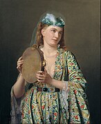 Una signora della corte ottomana che suonava il Def all'Harem