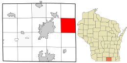 Location of the Town of Johnstown in Rock County and the state of Wisconsin.