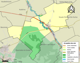 Carte en couleurs présentant l'occupation des sols.