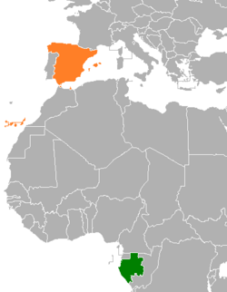 Map indicating locations of Gabon and Spain