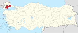 Location of the province within Turkey