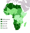 African countries on the UNDP's list of countries by quality of life (Darker is better)