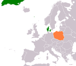 Map indicating locations of Denmark and Poland