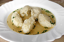 Semolina dumpling soup as starter