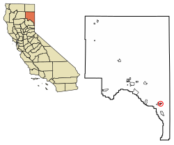 Location of Herlong in Lassen County, California.