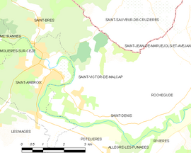 Mapa obce Saint-Victor-de-Malcap