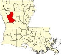 Map of Luizijana highlighting Natchitoches Parish