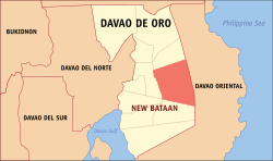 Mapa ng Davao de Oro na nagpapakita sa lokasyon ng New Bataan.