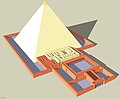 Reconstitution de la pyramide de Néferirkarê et de son temple achevé en brique