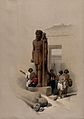 Scorcio del Tempio di Amon allo Uadi es-Sebua, in Nubia. Acquerello di David Roberts.