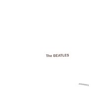 A mostly plain white album cover, with the words "the Beatles" towards the center and a serial number towards the lower right corner