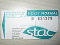 Scan d’un ticket de bus Normal (valable 45 minutes) du réseau.