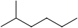 Skeletal formula of 2-methylhexane with all explicit hydrogens added