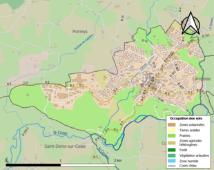 Carte en couleurs présentant l'occupation des sols.