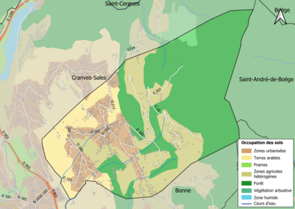 Carte en couleurs présentant l'occupation des sols.