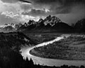 Foto de Ansel Adams (1942) do Snake e Grand Tetons