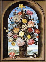 Ambrosius Bosschaert, Vase avec fleurs à la fenêtre (v. 1618).