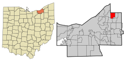 Location in Cuyahoga County and the state of Ohio.