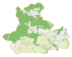 Mapa konturowa gminy Kruszyna, na dole po prawej znajduje się punkt z opisem „Widzów”