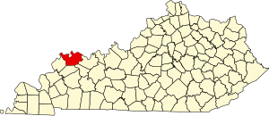 Map of Kentucky highlighting Henderson County