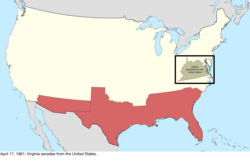 Map of the change to the international disputes involving the United States in central North America on April 17, 1861