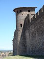 Murus et turris Carcassonnae urbis Romanae in Francia epocha mediaevali aucti.