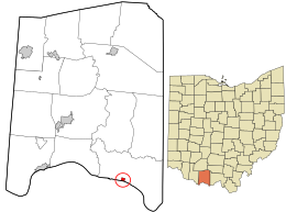 Location in Adams County and the state of Ohio.