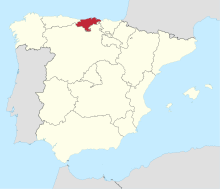 Map of Spain with the province of Cantabria highlighted