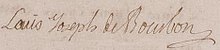 Signature de Louis V Joseph de Bourbon-Condé