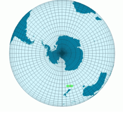 Distribución de el pingüino de Snares en verde.