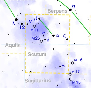 Карта на съзвездието Щит‎