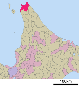 Situering van Wakkanai in de prefectuur Hokkaido