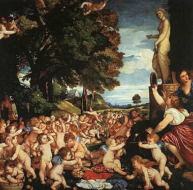 Tiziano Vecellio, Festa di Venere, 1516 - 1518, Madrid, Museo del Prado