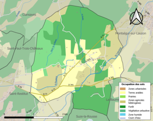 Carte en couleurs présentant l'occupation des sols.