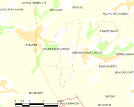 Mapa obce Bouret-sur-Canche