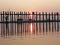 Monks Crossin U Bein Bridge at Sunset