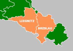 Karta över de nederschlesiska regeringsområdena Liegnitz och Breslau 1922.