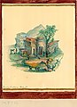 1885 Watercolor of architectural landscape with houses or temple from the center of north wall Room 9