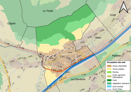 Carte en couleurs présentant l'occupation des sols.