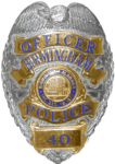 Polisbricka för polisen i Birmingham, Alabama med tjänstgöringsnummer.