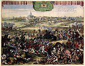 "The capture of Naarden by the Dutch led by William III in 1673. One year after it had been captured by French troops in 1672." Painted in 1673