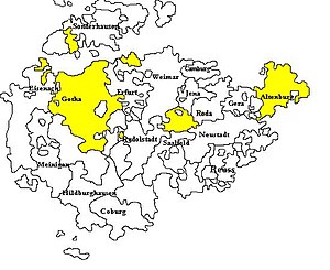 Teritoriile de Saxa-Gotha-Altenburg în cadrul ducatele Ernestine de Thuringia, înainte de 1826
