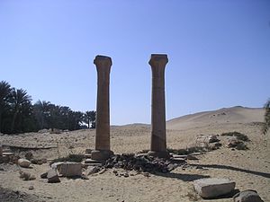 Enkele zuilen van de vroegere daltempel van Oenas