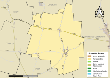 Carte des infrastructures et de l'occupation des sols de la commune en 2018 (CLC).