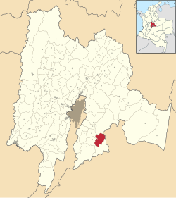 Location of the municipality and town inside Cundinamarca Department of Colombia