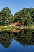 Wooden bridge in Johanna park, Leipzig