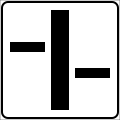 Direction of main road (example). It is used with priority sign